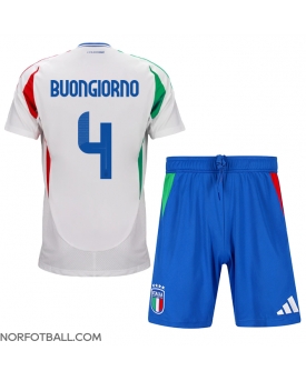 Billige Fotballdrakt Italia Alessandro Buongiorno #4 Replika Bortedraktsett Barn EM 2024 Kortermet (med bukser)